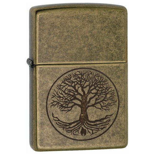 Оригинальная бензиновая зажигалка ZIPPO 29149 Tree of Life с покрытием Antique Brass - Дерево Жизни фотография