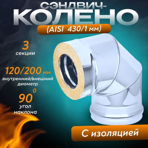 Сэндвич-колено (AISI 430/1,0мм) 90* 3 секции (120х200) фотография