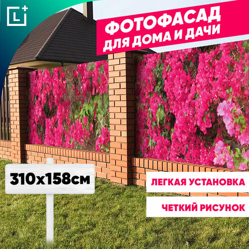 Фотофасад для забора, беседки, дома, декоративная фотосетка, пурпурное облако фотография