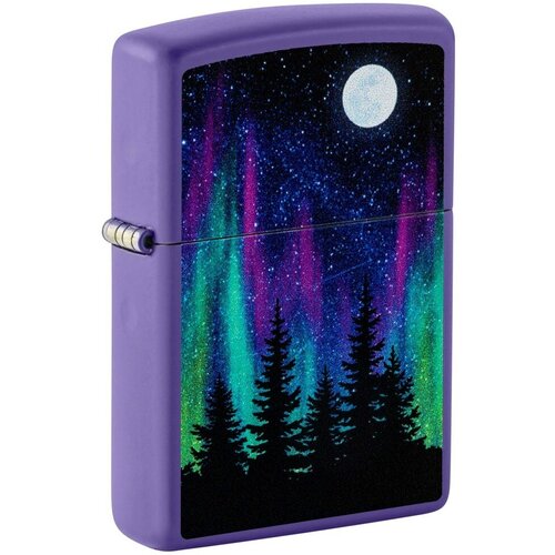 Зажигалка ZIPPO Night In The Forest с покрытием Purple Matte, латунь/сталь, фиолетовая, 38x13x57 мм фотография