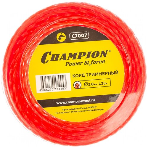 фотография Леска для триммеров CHAMPION Twisted Square 3мм 25м витой квадрат, купить онлайн 670 рубл