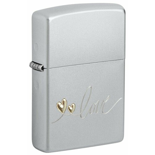 Зажигалка ZIPPO Love Design с покрытием Satin Chrome, латунь/сталь, серебристая, 38x13x57 мм фотография