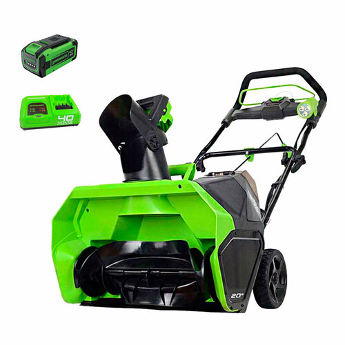 Снегоуборщик аккумуляторный Greenworks GD40STK8 40V, бесщеточный, ширина 51 см, высота захвата 20 см, комплект АКБ 8 Ач + быстрое ЗУ фотография