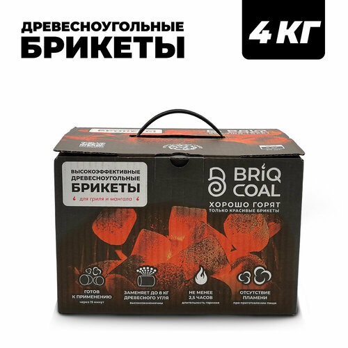 BriqBOX 4 кг - Высокоэффективные Древесноугольные Брикеты BRIQCOAL фотография