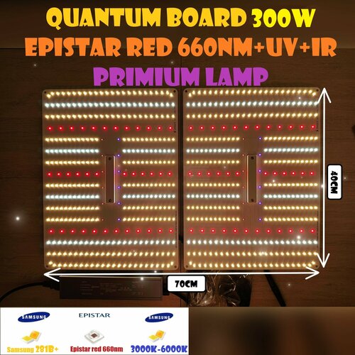 Светильник для растений / Фитолампа Quantum board Квантум борд 300 ватт Mean well, Диоды LM281B 288мм-2шт 5000к 450nm-660n фотография