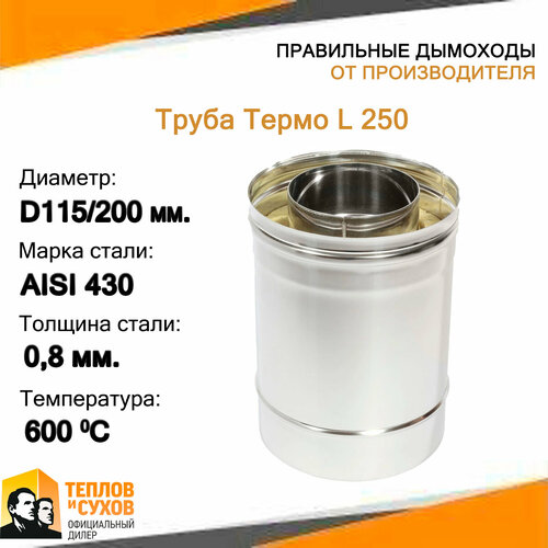 Труба Термо L 250 ТТ-Р 430-0.8/430 D115/200* фотография