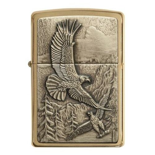 Zippo 20854 Eagles Brushed Brass зажигалка золотисто-матовый 1 шт. 1 шт. 56 г фотография