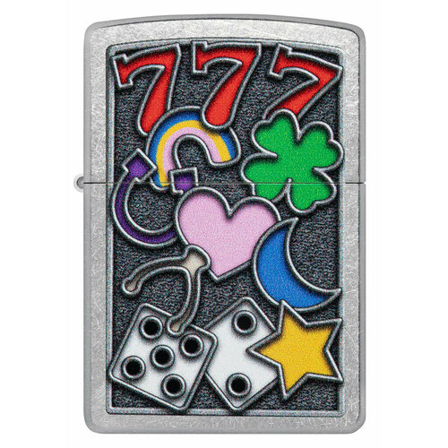 Оригинальная бензиновая зажигалка ZIPPO Classic 48682 All Luck с покрытием Street Chrome - Всем удачи фотография