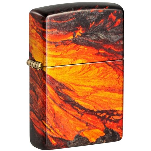 Зажигалка ZIPPO Lava Flow с покрытием 540 Tumbled Brass, латунь/сталь, оранжевая, 38x13x57 мм фотография