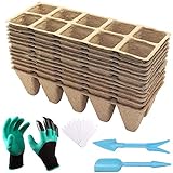 ARLBA 12 Pack Seed Starter Tray Kit, Peat Pots for Seedlings, 120 Cell Organic Biodegradable Plant Starter Trays for Vegetable & Flower, Indoor/Outdoor, with 12Plastic Plant Labels,& Garden Tools Kit Photo, best price $11.77 new 2024